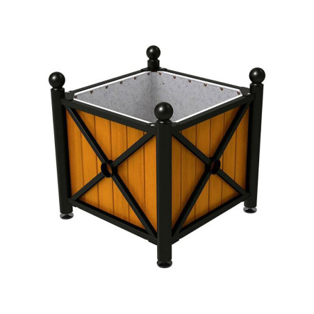 Bac à palmier traditionnel acier et bois - Pommeau Boule - Gris