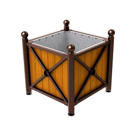 Bac à palmier traditionnel acier et bois - Pommeau Boule - Gris