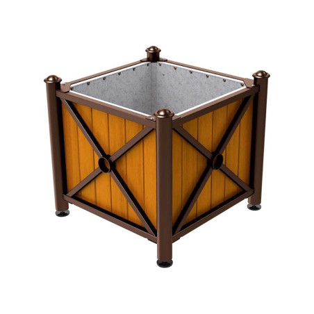 Bac à palmier traditionnel acier et bois - Pommeau Dôme - Gris