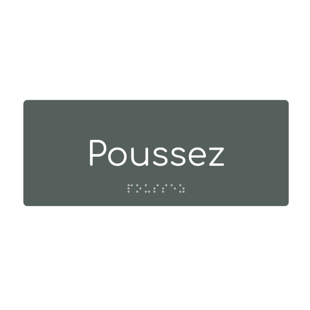 Plaque Signalétique Adhésive Pour Porte "Pousser" En Aluminium Argenté - Moderne Et Pratique