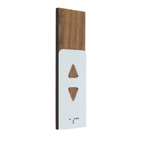 Picto Ascenseur Bois de noyer et Alu - Gamme Wood Noyer®