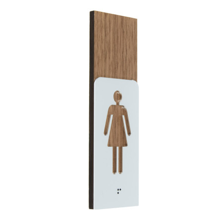 Picto Femme Alu & Noyer - Gamme Wood Noyer® Dimension H 148.5 x L 50 mm