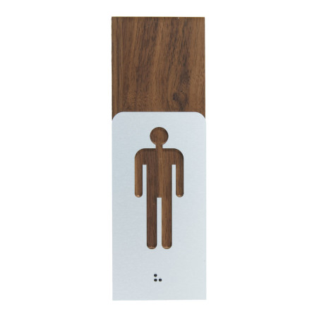 Picto Homme Bois de noyer et Alu - Gamme Wood Noyer® Dimension H 148.5 x L 50 mm