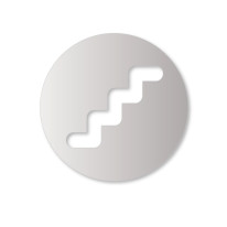 Plaque de porte aluminium brossé picto Escaliers - Ø 120 mm - Gamme Bross évidé