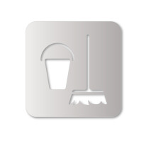 Plaque de porte aluminium brossé picto Local technique - 120 x 120 mm - Gamme Bross évidé