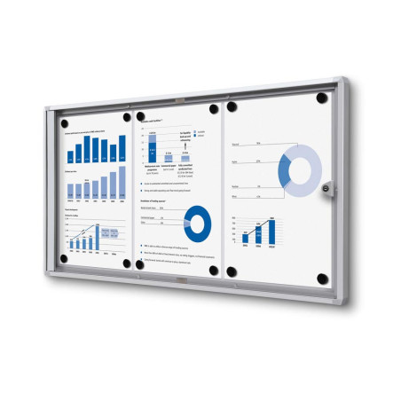 Vitrine intérieure verrouillable argent - fond métal