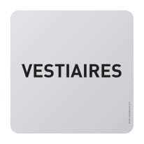 Plaque de porte aluminium brossé Texte Vestiaires - 100 x 100 mm - Gamme Bross