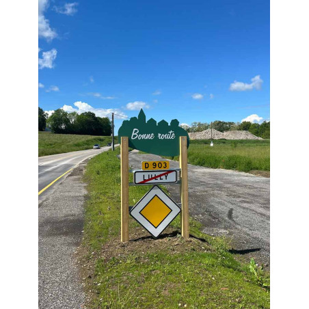 Totem en bois Bienvenue - Entrée de ville et village