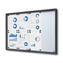 Vitrine intérieure verrouillable porte coulissante noire - fond métal