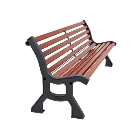 Profil banc de ville acier noir et bois acajou