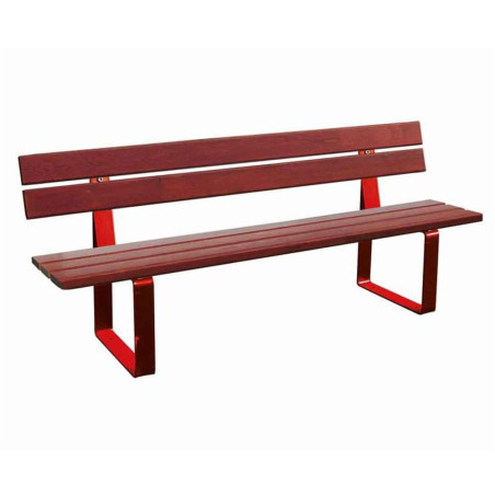 Banc urbain acier gris et bois lasuré chêne clair