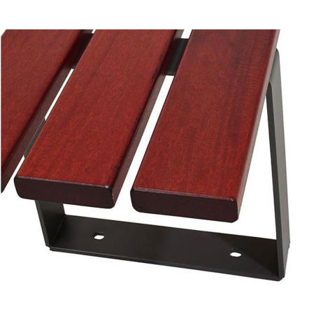 Banc urbain acier et bois lasuré acajou - zoom fixations