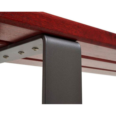 Banc urbain acier et bois lasuré acajou - fixations