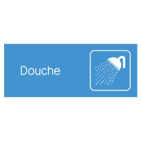 Plaquette gravée avec texte et picto Douche - H 80 x L 200 mm - Gamme Couleur