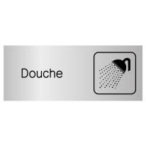 Etiquette gravée avec texte et picto Douche - H 80 x L 200 mm - Gamme Métal