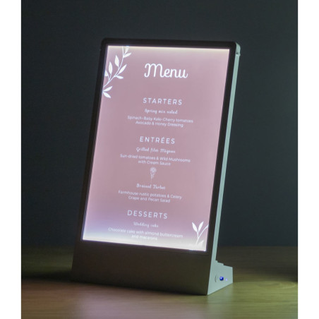 Porte-affiche incliné à poser LED