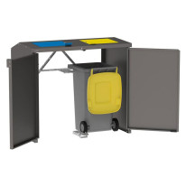 Abri conteneurs et biodéchets double - sans tôle de fond