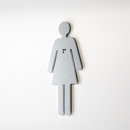 Silhouette Femme avec Braille Dimension H 100 mm Matière Alu anodisé