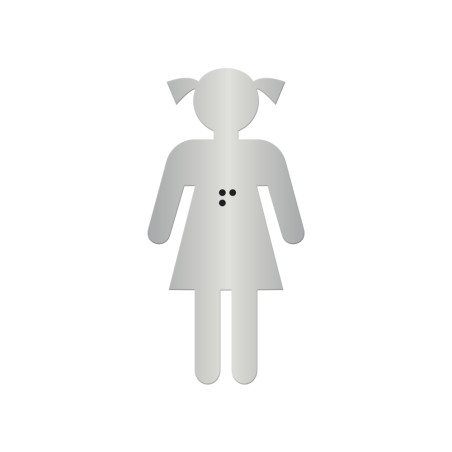 Silhouette Fille avec Braille Dimension H 70 mm Matière Alu anodisé Silhouette Fille avec Braille Dimension H 70 mm Matière Alu anodisé