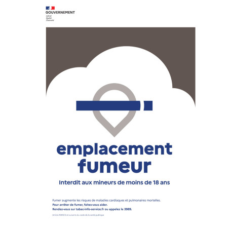Panneau officiel emplacement fumeur