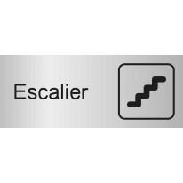 Etiquette gravée avec texte et picto Escalier- H 80 x L 200 mm - Gamme Métal