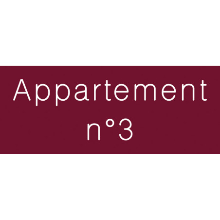 Signalétique gravée Appartement n°3 - Gamme Couleu