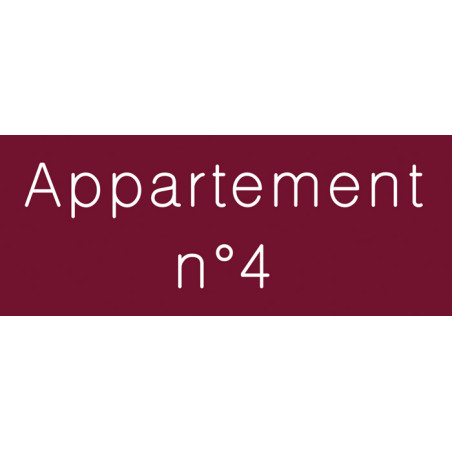 Signalétique gravée Appartement n°4 - Gamme Couleu Signalétique gravée Appartement n°4 - Gamme Couleu