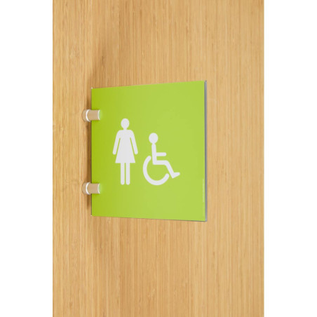 Plaque en drapeau Toilettes Femmes Handicapés - Gamme Pop Art - H170 x L170 mm Plaque en drapeau Toilettes Femmes Handicapés - Gamme Pop Art - H170 x L170 mm