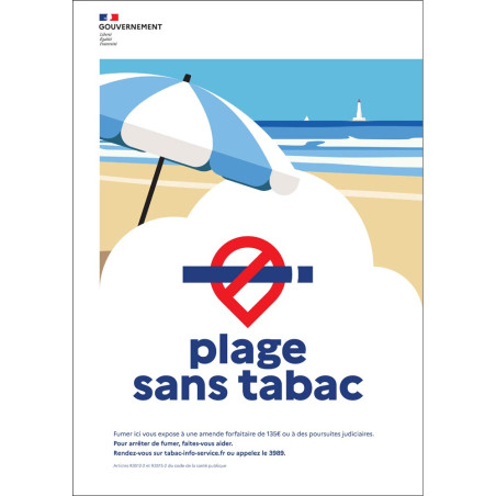Panneau officiel plage sans tabac Panneau officiel plage sans tabac