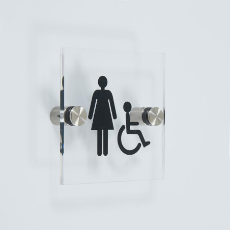 Plaque de porte H 100 x L 100 - Gamme Clear picto femme PMR