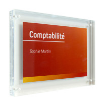 Plaque de porte transparente 2 plaques aimantées