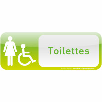 Plaque de porte Toilettes Femme Handicapé Text´icone® - H 60 x L 160 mm
