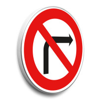 Panneau Interdiction de tourner à droite - B2b - Gamme standard - Classe 1