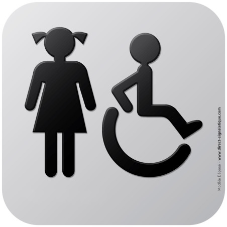 Pictogramme Alu avec relief Toilettes Filles PMR Pictogramme Alu avec relief Toilettes Filles PMR