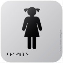 Pictogramme Alu avec relief Toilettes Filles - 120 x 120 mm - Gamme Icone Alu