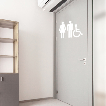 Adhésif de porte picto femme / homme PMR - Hauteur