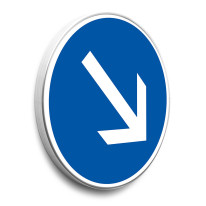 Panneau Contournement obligatoire par la droite - B21a1 - Gamme standard - Classe 1