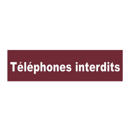 Plaque de porte Texte relief - Téléphones interdit Plaque de porte Texte relief - Téléphones interdit