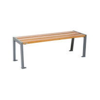 Banquette urbaine en acier et bois - Longueur 1 200 mm - Finition chêne clair - Gris