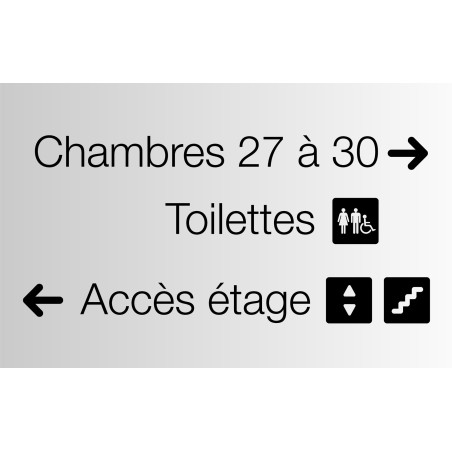 Signalétique directionnelle PVC gravé - H 250 x L 400 mm - Gamme Métal
