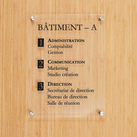 Signalétique d´orientation par étage H 400 x L 300 mm - Gamme Clear