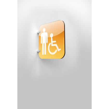 Plaque en drapeau Toilettes Hommes PMR - Gamme Dra
