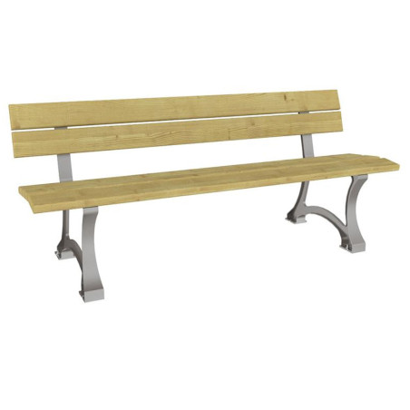 Banc de ville structure acier gris et assise bois résineux traité autoclave classe 4