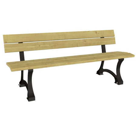 Banc de ville structure acier gris et assise bois résineux traité autoclave classe 4