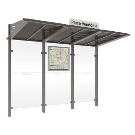 Station bus en verre sécurisé - sans bardage latéral - gris