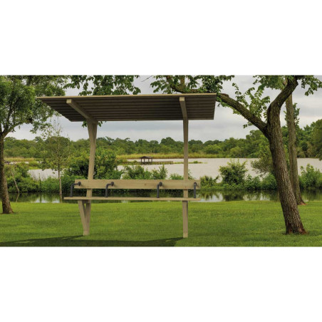 banc avec ombrelle et accoudoir dans un parc