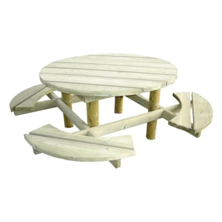 Table de pique-nique ronde en bois