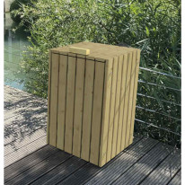 Poubelle en bois rectangulaire avec couvercle