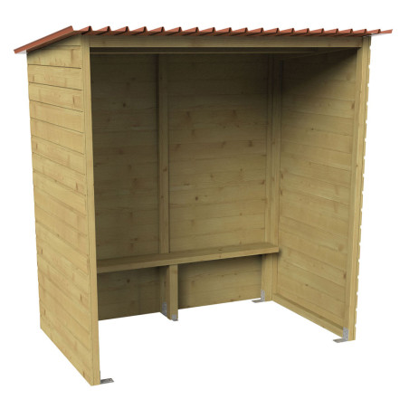 Abri bus en bois avec fenêtres