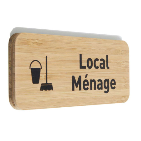 Plaque de porte Local ménage 60x150 mm - gamme Bamboo rectangle